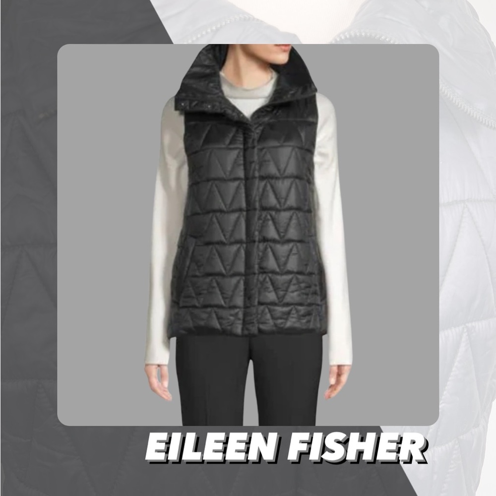 Eileen Fisher Black Quilted Vest